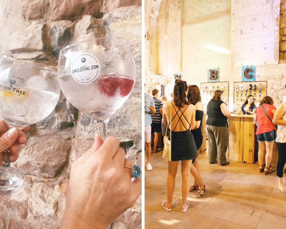 the bar and glasses at the gloucester gin festival